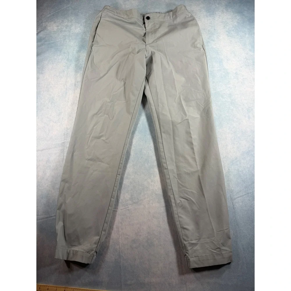 Banana Republic Travel Pants Mens 34 Grey Good Elastic Waist Tapered 2692